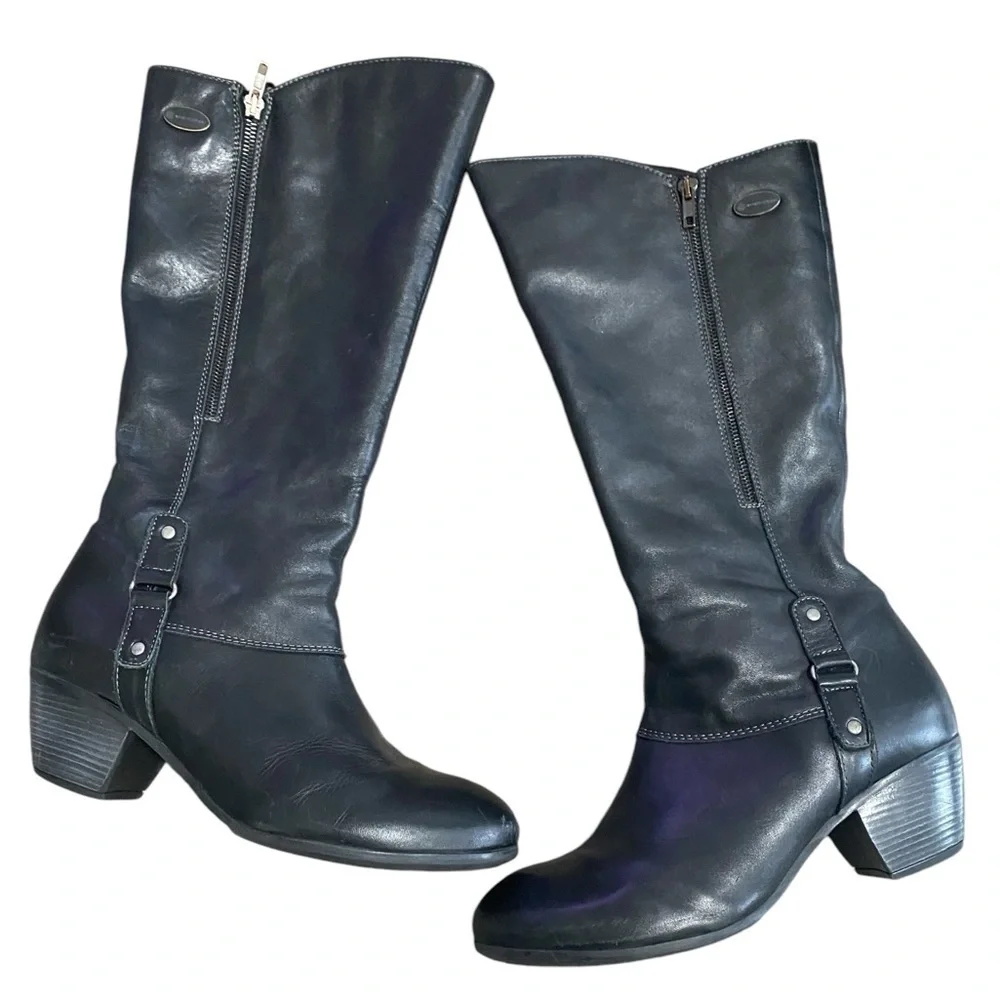 Eric Michael Black Leather Aquastop Warm Riding Boots size 42
